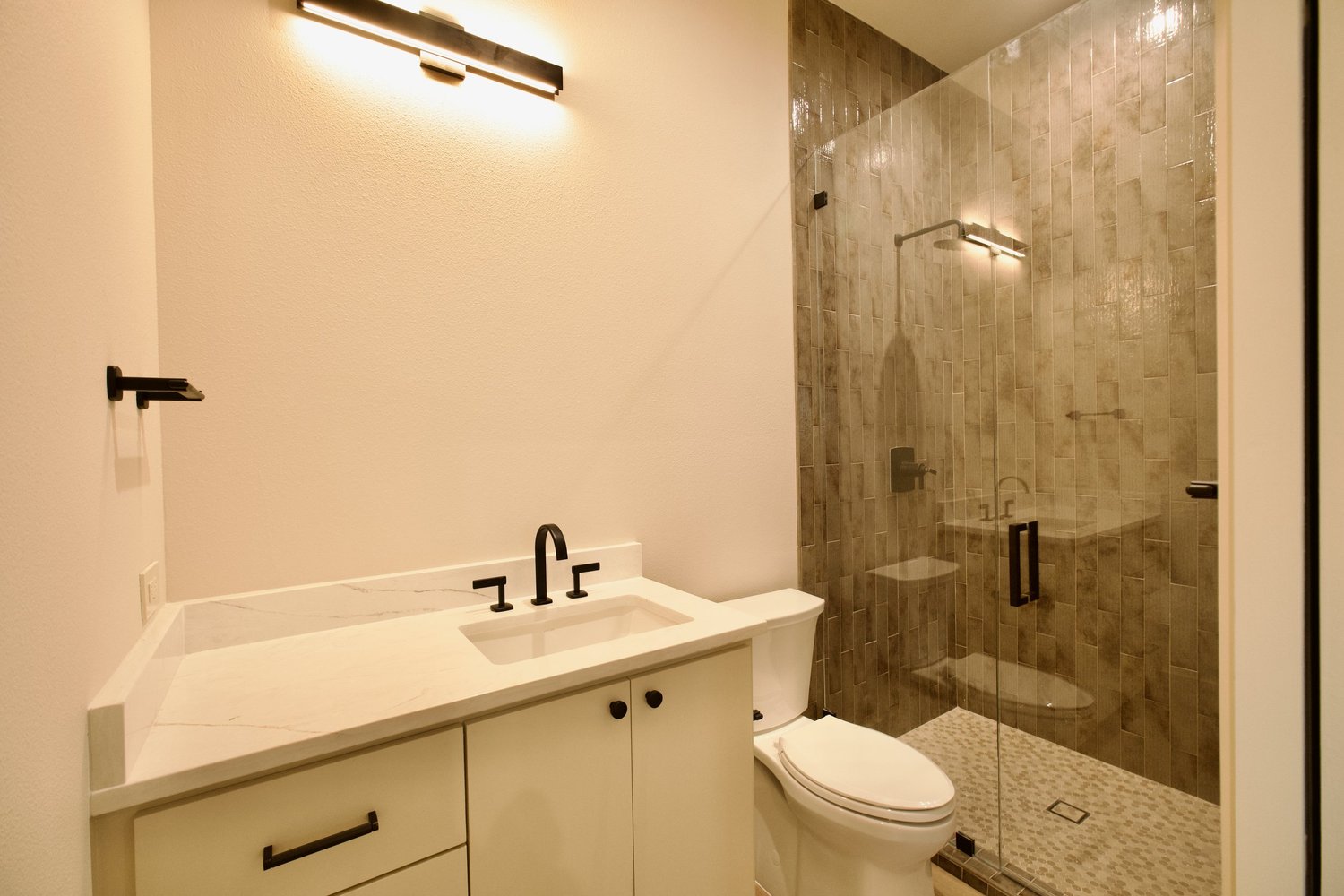 The guest suite bath in the San Marcos whole-home remodel