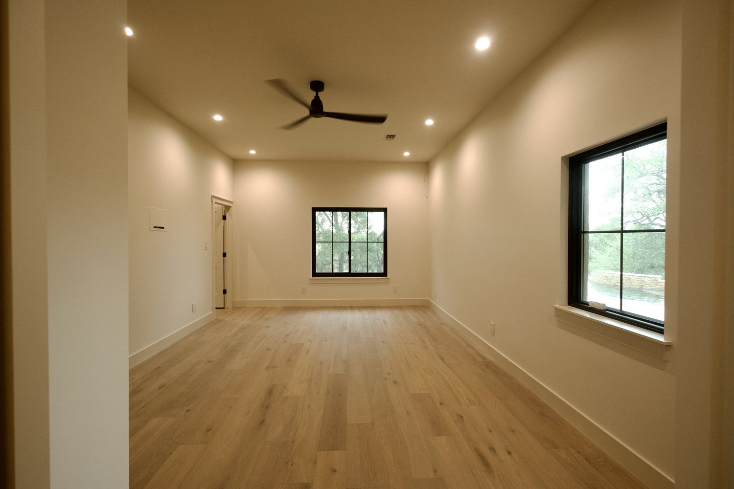 The media room in the completed San Marcos renovation