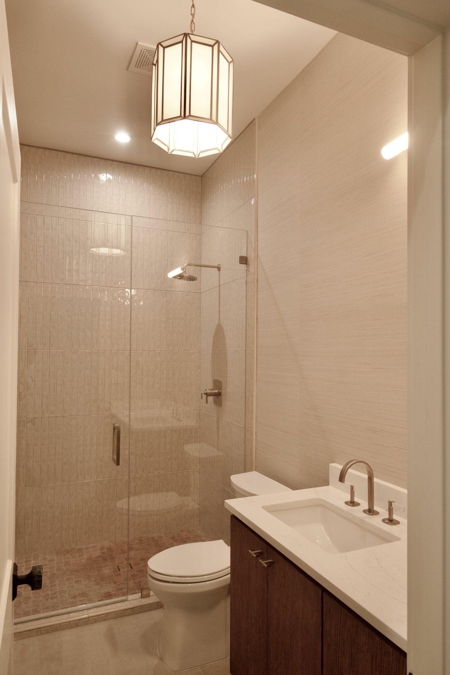 Floating vanity in the San Marcos powder bath